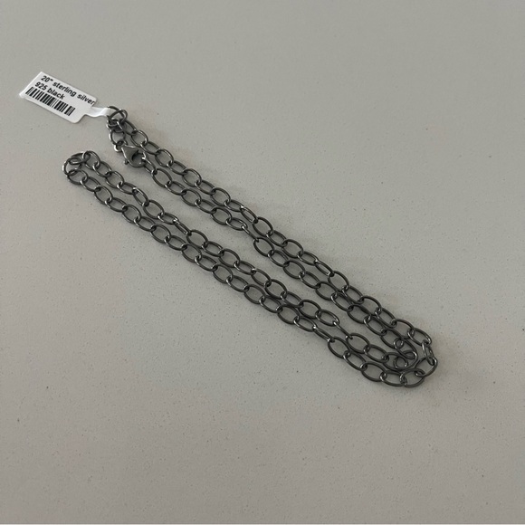 Unisex Black Rhodium Sterling Silver 925 Chain Necklace...